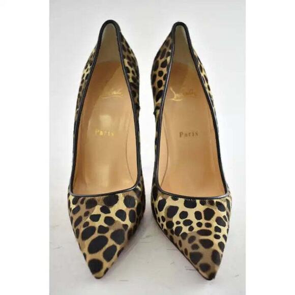 Christian Louboutin So Kate 120 Pony Fur Leopard Black Brown Heel Pump 37.5 - Picture 5 of 12